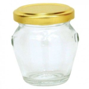 Frasco vaso orcio 106 ml com tampa dourada