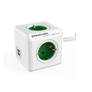 Prise PowerCube 4x 16A 2x USB (ORIGINAL USB) Vert
