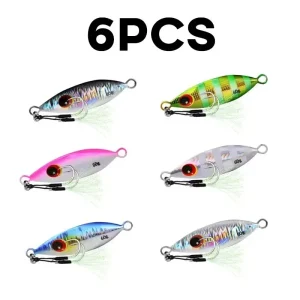 Conjunto 6 Colheres Inchiku Metálicas 10-60g com Olhos 3D para Jigging Lento