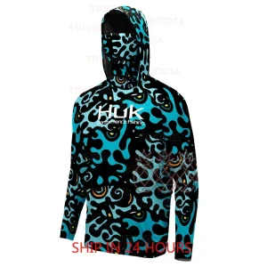 Camisola Técnica de Pesca com Capuz e Máscara UV de Manga Comprida