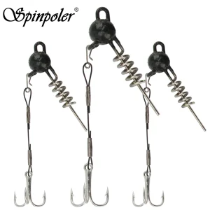 Conjunto Cabeçote Jig Orelhudo com Mola + Stinger com Fateixa Spinpoler para Amostras Softbait (7g–50g)