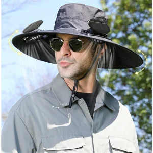 Chapéu de Pesca com Ventoinha Solar para Protecção no Verão