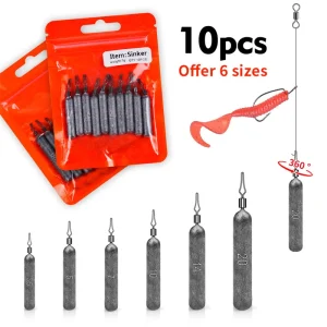 Conjunto 10 Chumbadas Drop Shot Cilíndricas 3,5g 5g 7g 10g 14g 20g