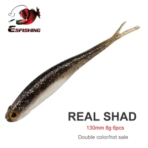 Amostra Softbait (Fluke) ESFISHING Real Shad 130mm –  6 Unidades
