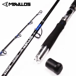 Cana Jigging Mavllos Storm Tuna 1.8m–2.1m, Ação Rápida, 3 Secções, 70–250g, 30–50lb, Carbono 24T, para Pesca Embarcada