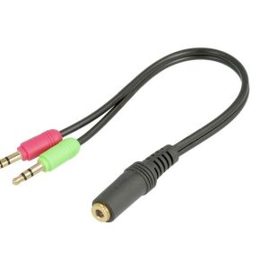 CAVO JACK 3,5MM 4P FEMMINA – 2 JACK 3,5MM MASCHIO STEREO