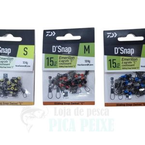 DAIWA D’SNAP SLIDDING SNAP SWIVEL “C” 15PCS – 10KG – 0.6MM