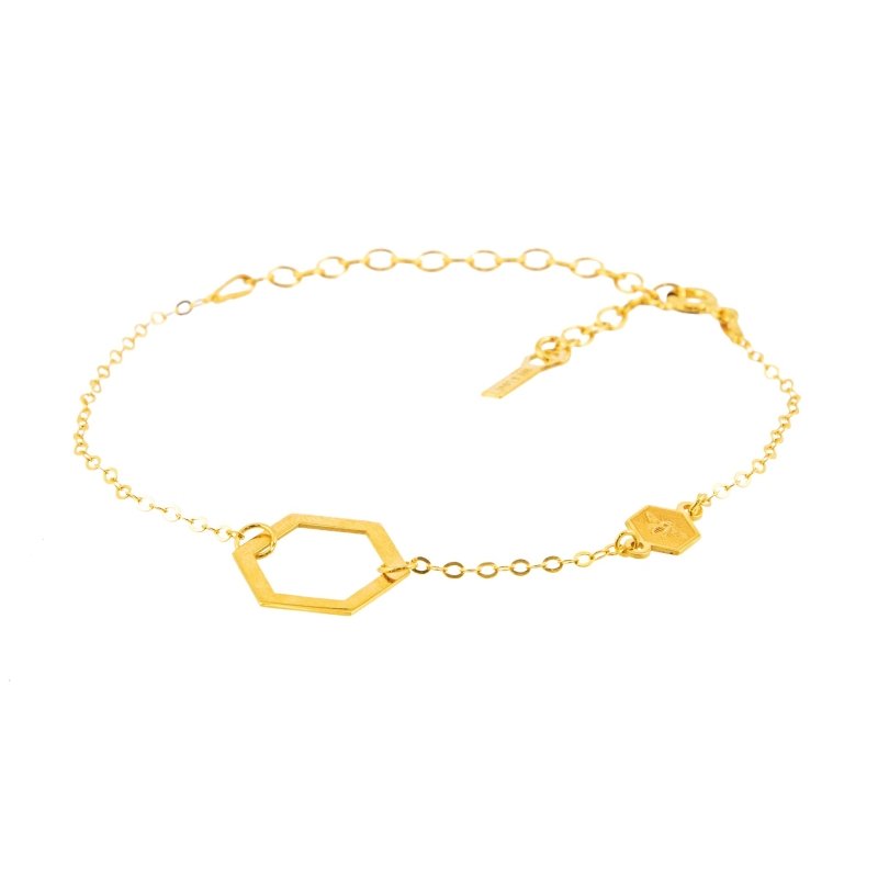 Pulseira hexagonal – prata banhada a ouro - Image 2