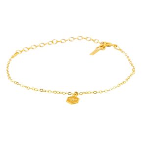 Pulseira com pingente de abelha em hexágono – prata banhada a ouro
