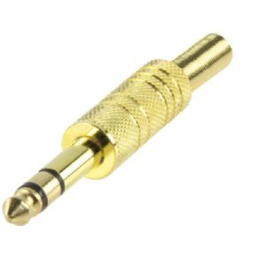 Ficha Jack 6.35mm Metálica Dourada Stéreo Macho