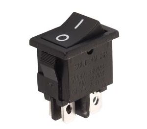 Interruptor rocker preto ON/OFF 250V 3A